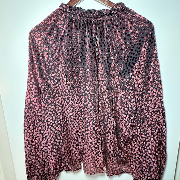 Addition Elle Balloon-Sleeve Burnout Velvet Top - Winetasting - Size 2X - Picture 2 of 10
